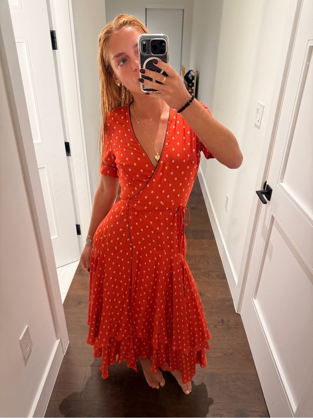 Alexis Red Polka Dot Wrap Maxi Dress